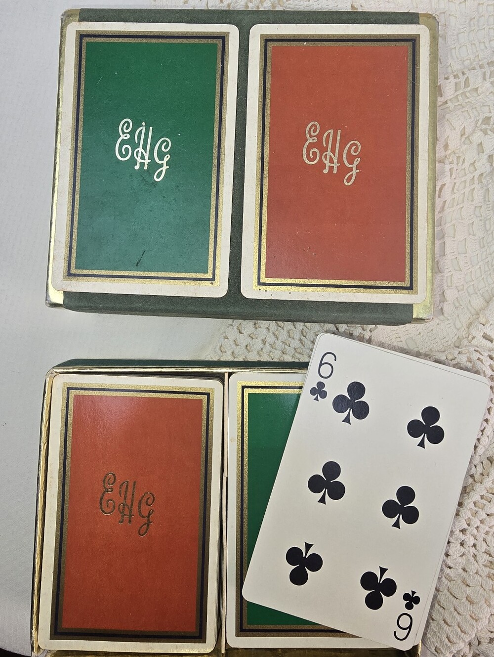 Vintage playing cards with initials